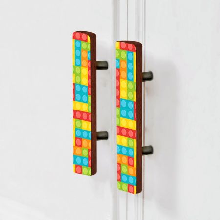 Handcrafted Acacia Wood Lego Cupboard Handles Set